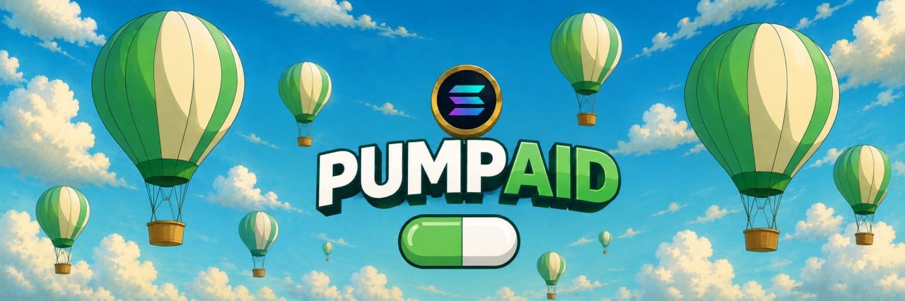 Pumpaid balloons carrying token drops across a bright blue sky